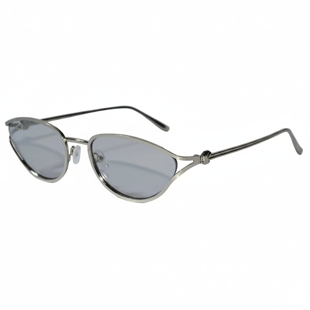 Oval Sunglasses Gold Metal Frame Pink Lens Sunglasses For Women-ELS2026S09-GRY SILVER