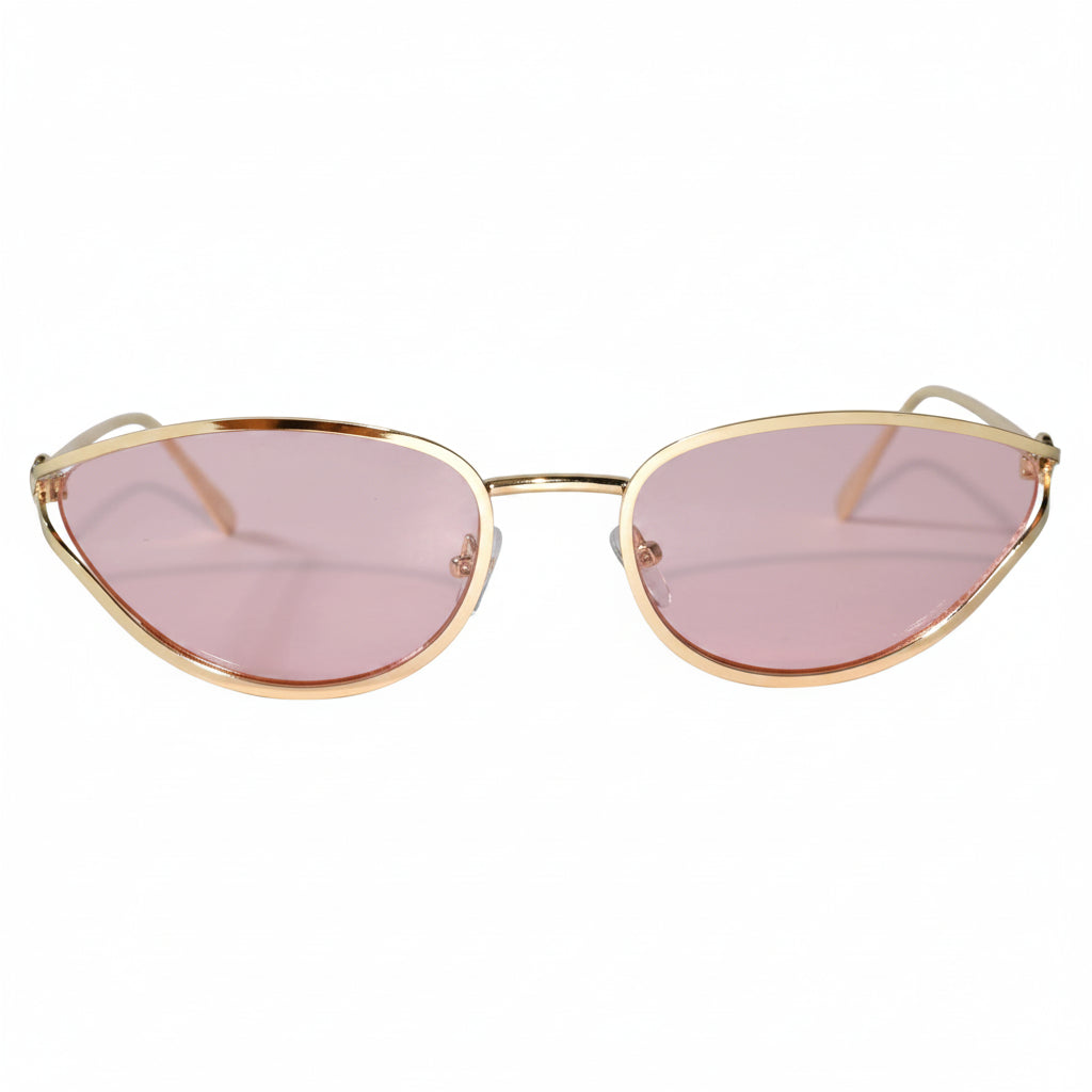 Oval Sunglasses Gold Metal Frame Pink Lens Sunglasses For Women-ELS2026S09-PNK GLD
