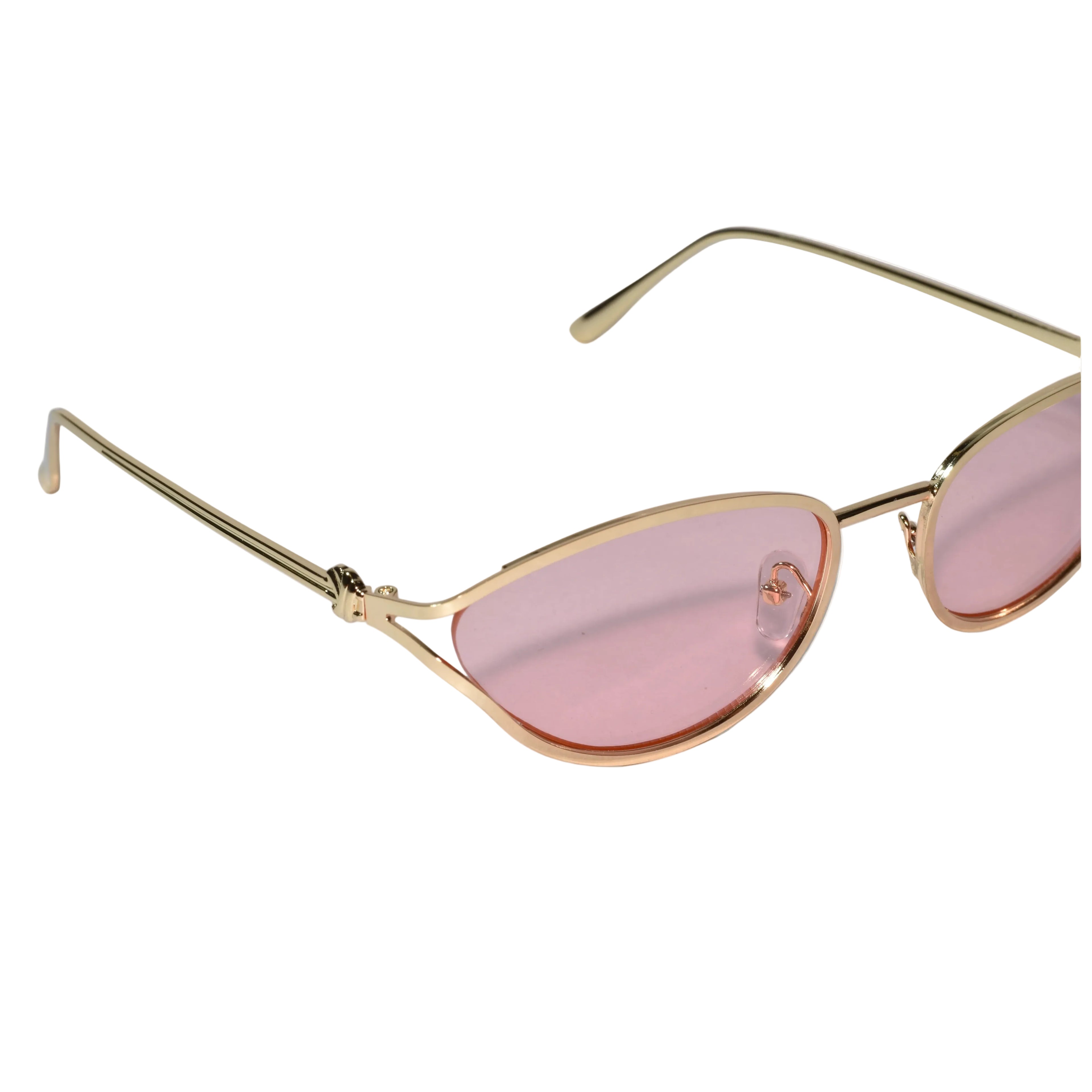 Oval Sunglasses Gold Metal Frame Pink Lens Sunglasses For Women-ELS2026S09-PNK GLD