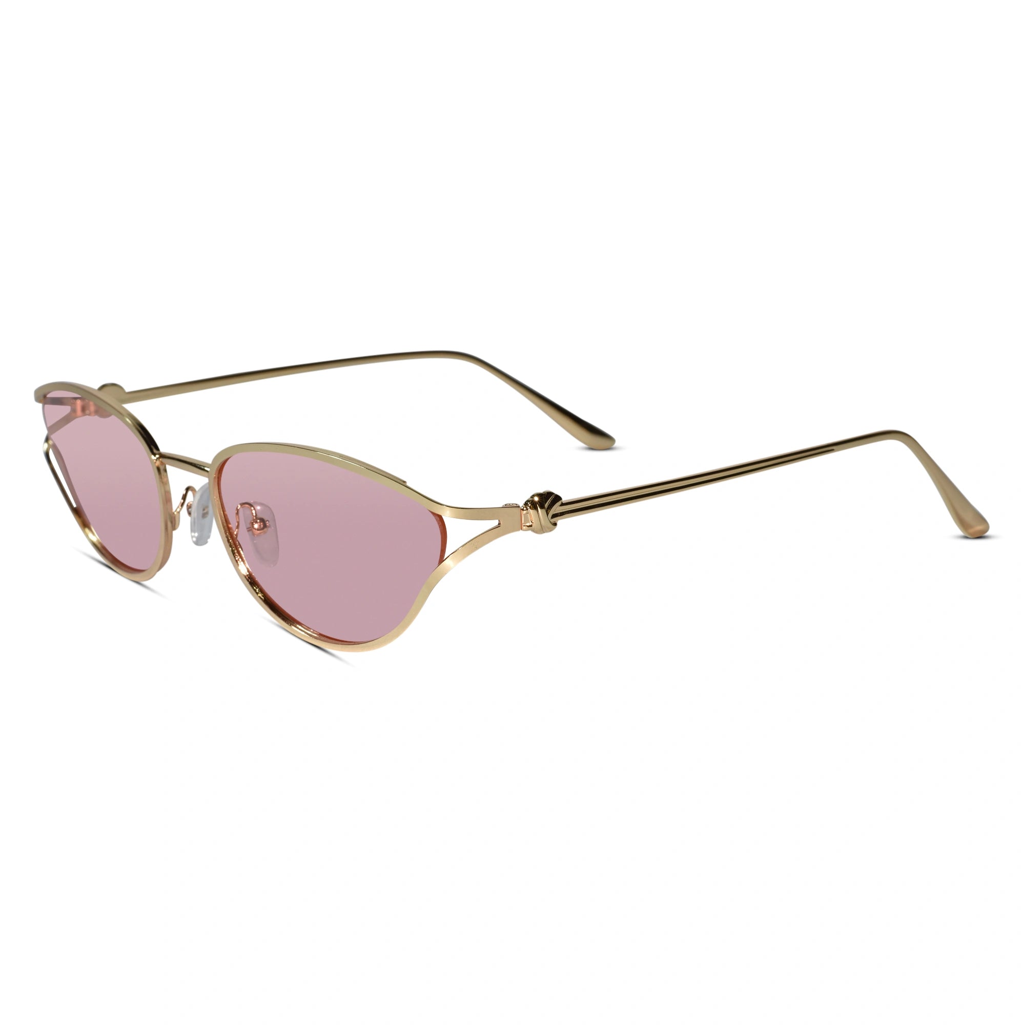 Oval Sunglasses Gold Metal Frame Pink Lens Sunglasses For Women-ELS2026S09-PNK GLD