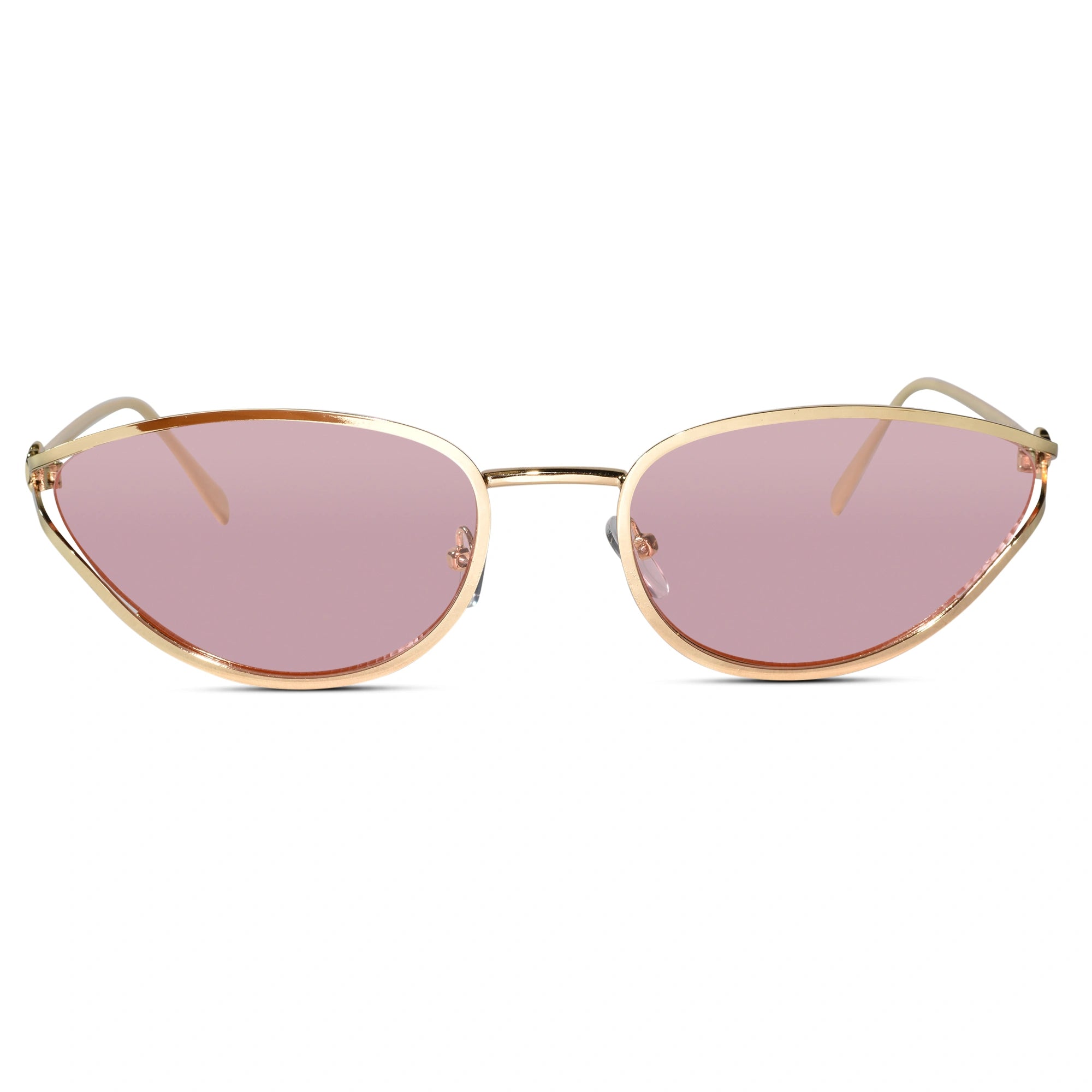 Oval Sunglasses Gold Metal Frame Pink Lens Sunglasses For Women-ELS2026S09-PNK GLD