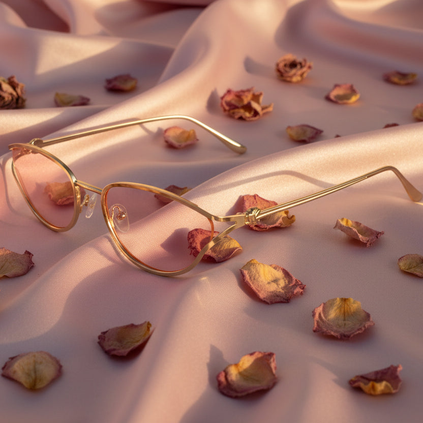 Oval Sunglasses Gold Metal Frame Pink Lens Sunglasses For Women-ELS2026S09-PNK GLD