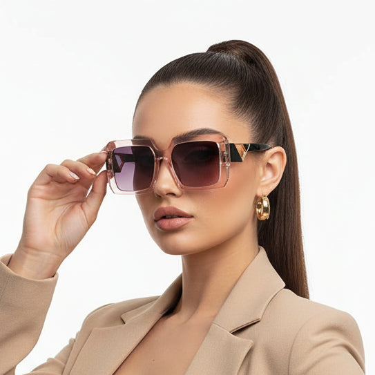 Oversize Crystal Square Sunglasses For Women LKS982-PINK