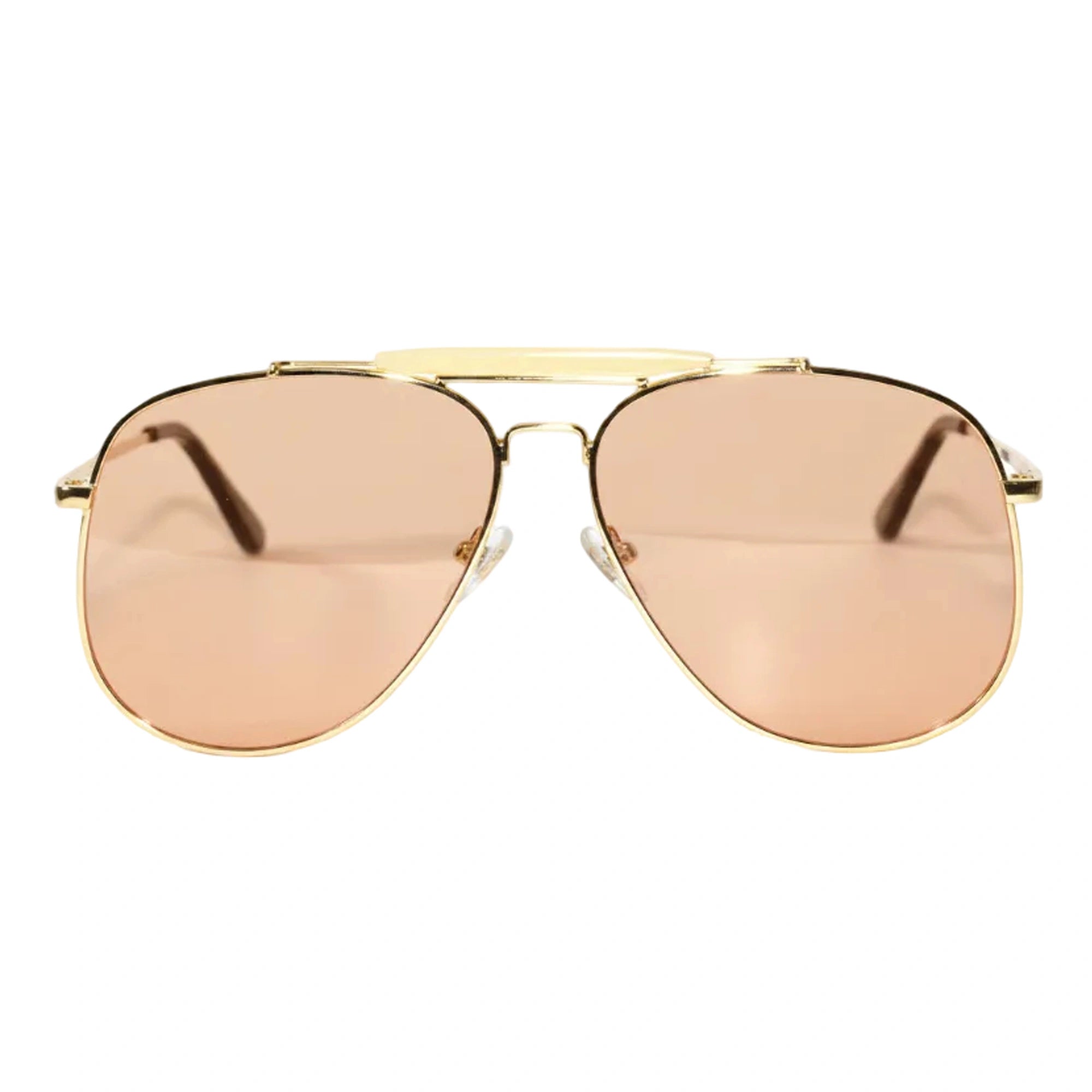 Oversize Golden Avaitor Brown Tint Sunglasses For Men & Women LKS3548-GOLD