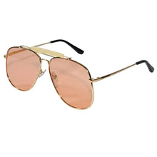 Oversize Golden Avaitor Brown Tint Sunglasses For Men & Women LKS3548-GOLD