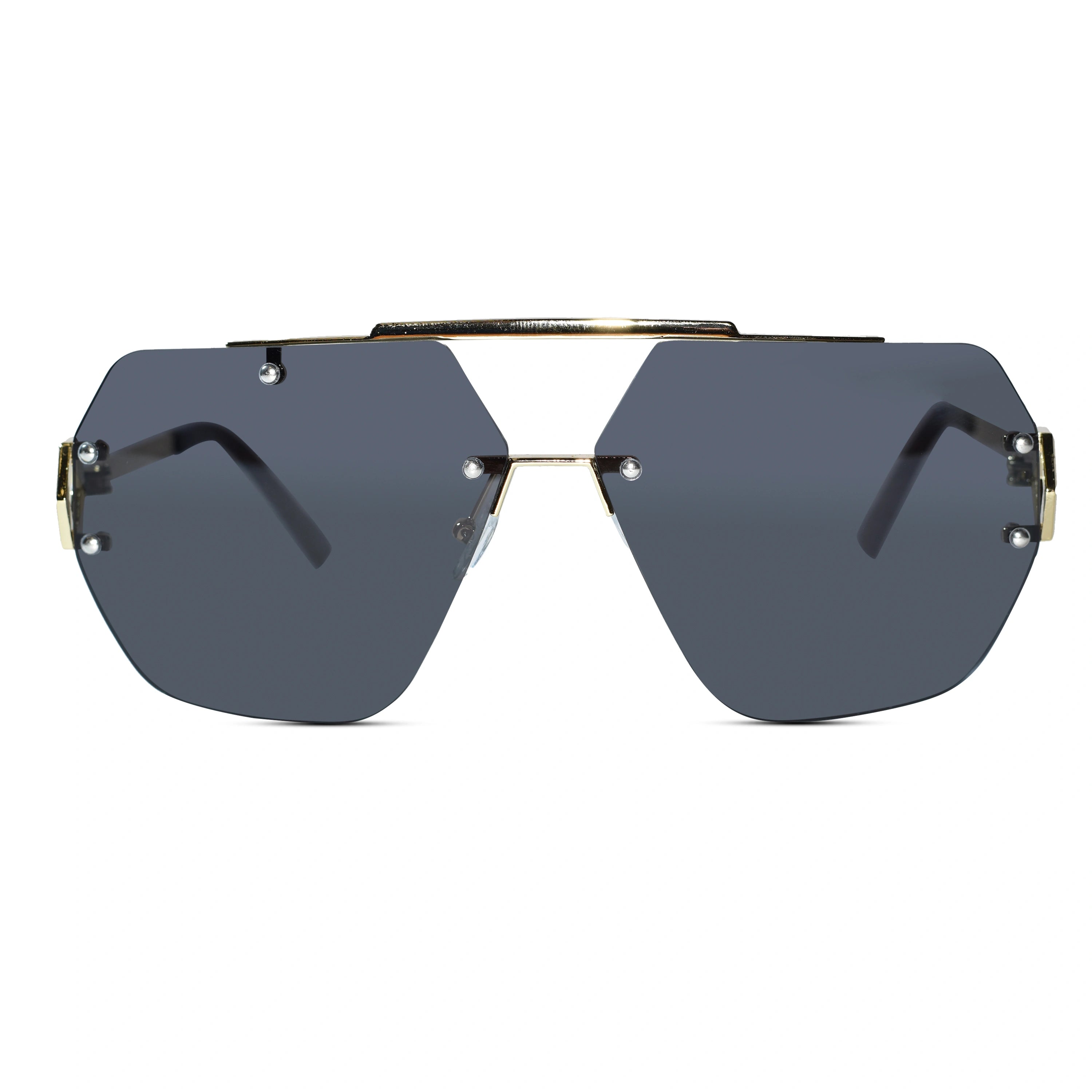 Oversize Rimless Avaitors Sunglasses For Men & Women ELS2026S024-BLK