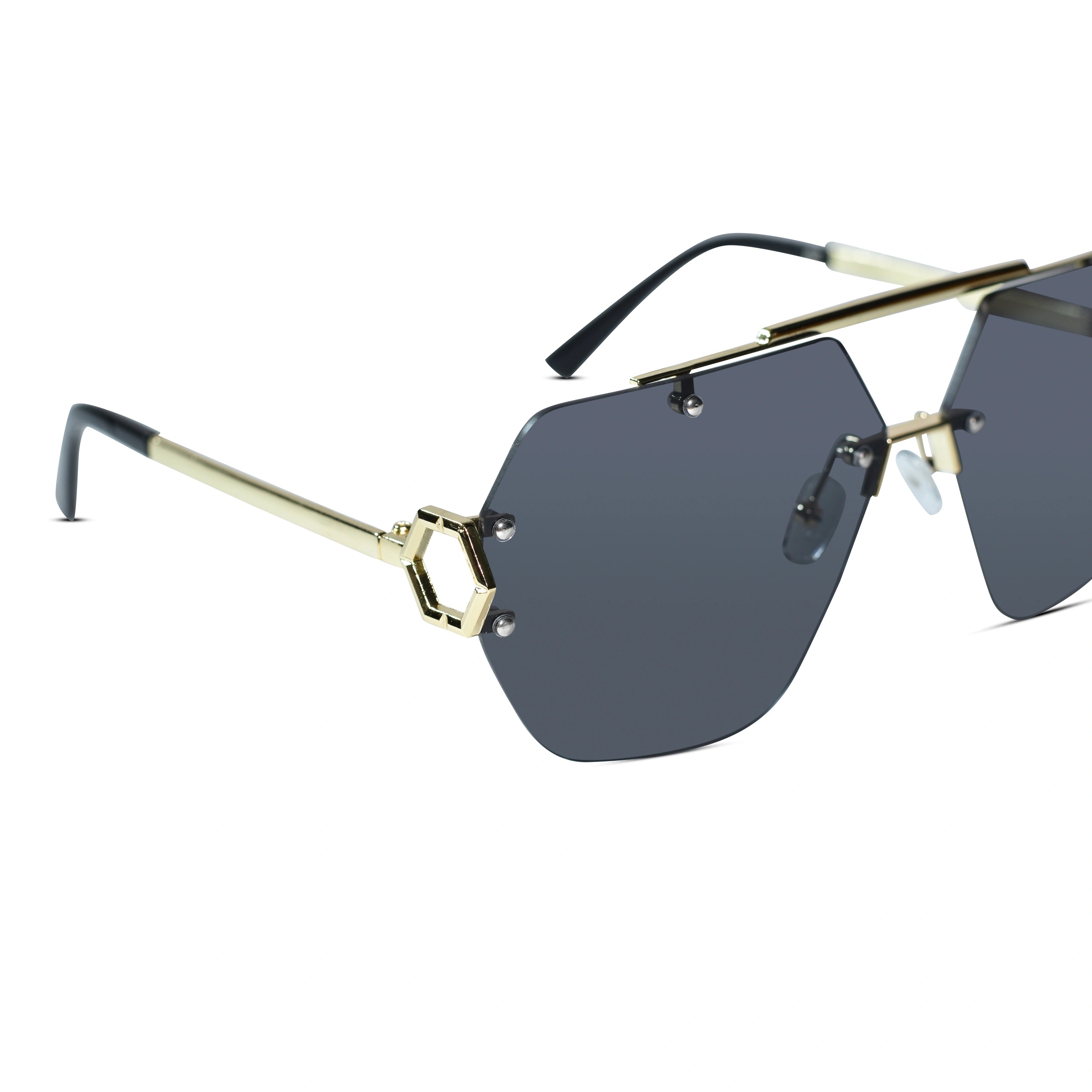 Oversize Rimless Avaitors Sunglasses For Men & Women ELS2026S024-BLK