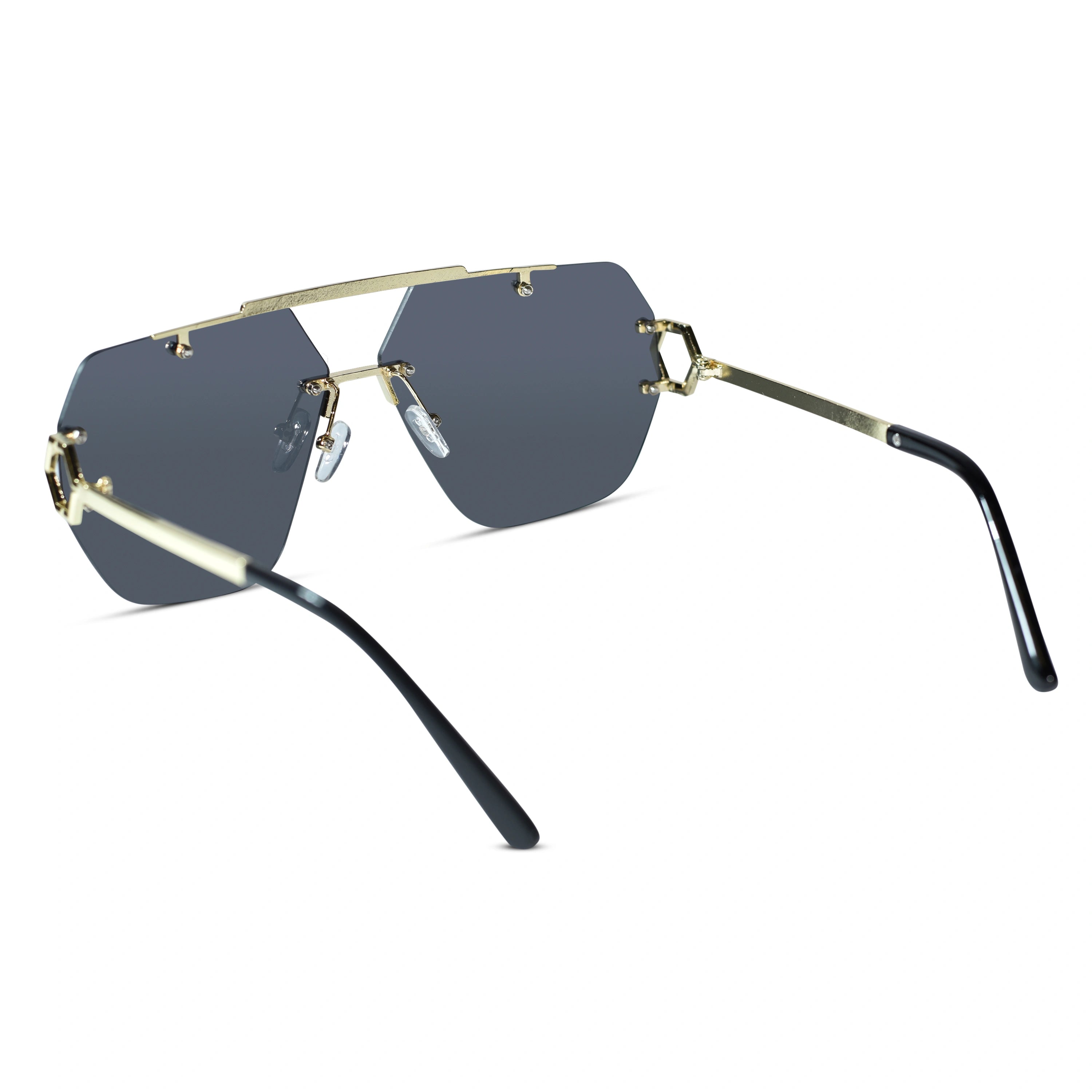Oversize Rimless Avaitors Sunglasses For Men & Women ELS2026S024-BLK