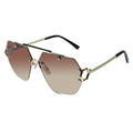 Oversize Rimless Avaitors Sunglasses For Men & Women ELS2026S024-BRN