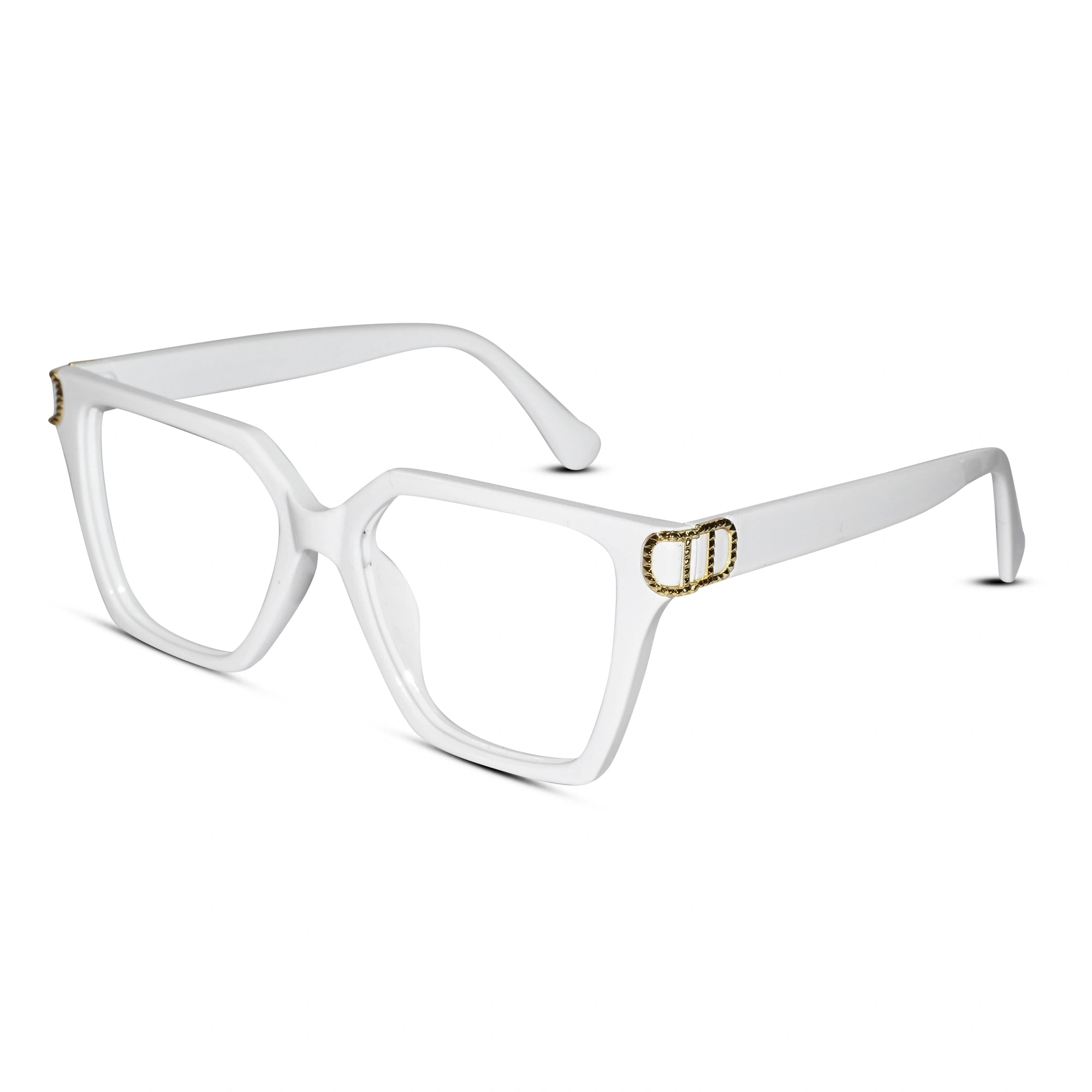 Oversize White Designer Square Eyeglasses For Women LKE23044-WHT