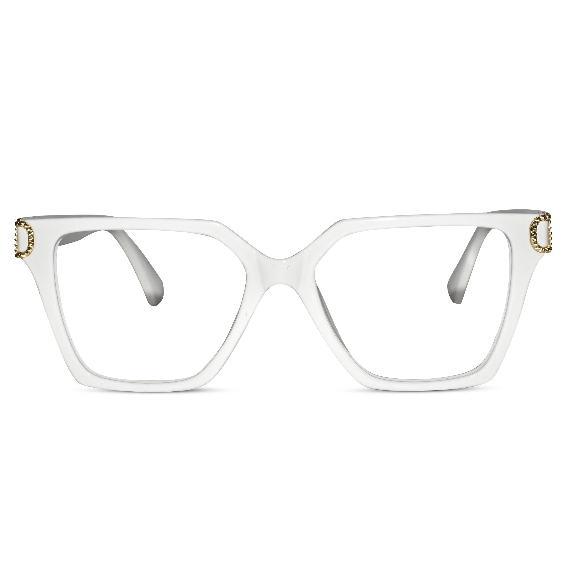 Oversize White Designer Square Eyeglasses For Women LKE23044-WHT