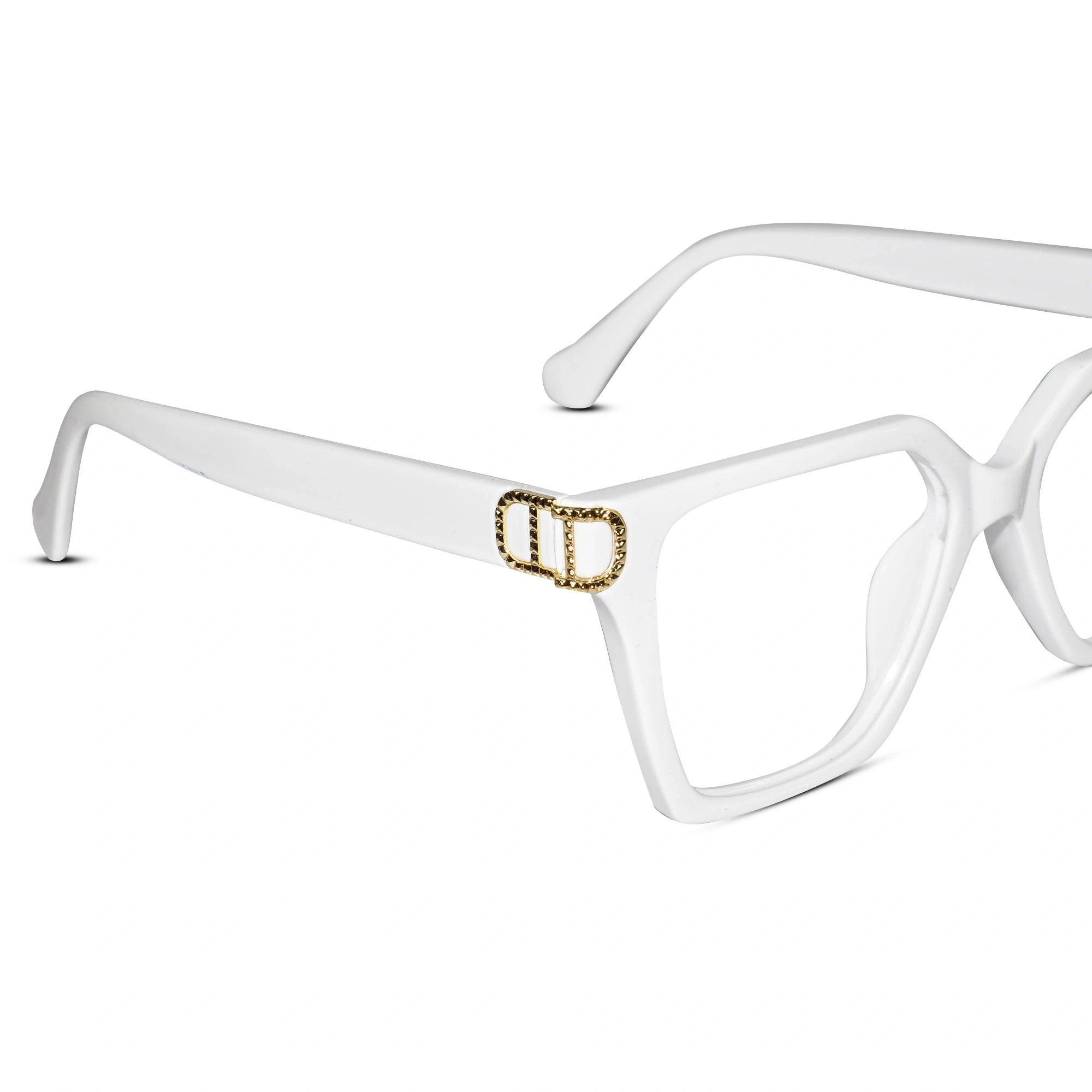 Oversize White Designer Square Eyeglasses For Women LKE23044-WHT