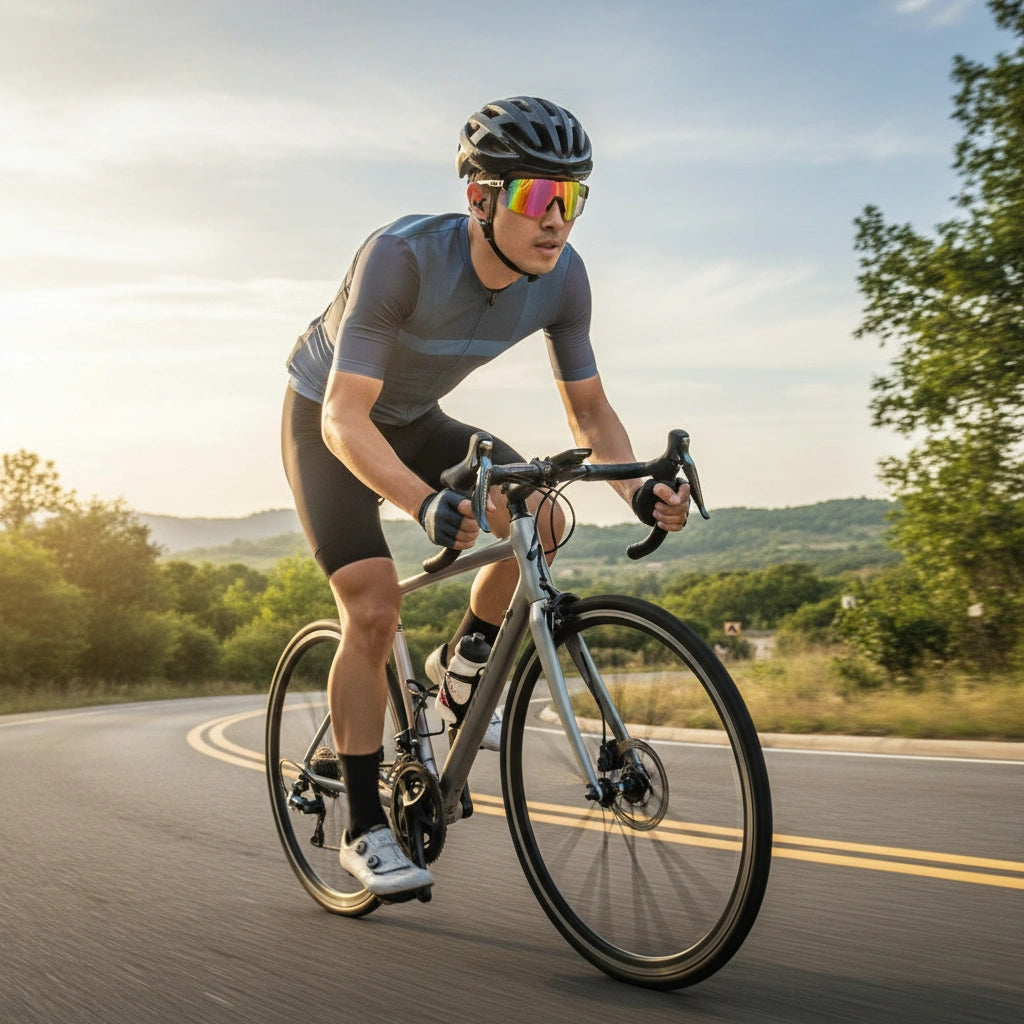 Photochromic Reflector Sports Sunglasses For Men LKS20836-BLK