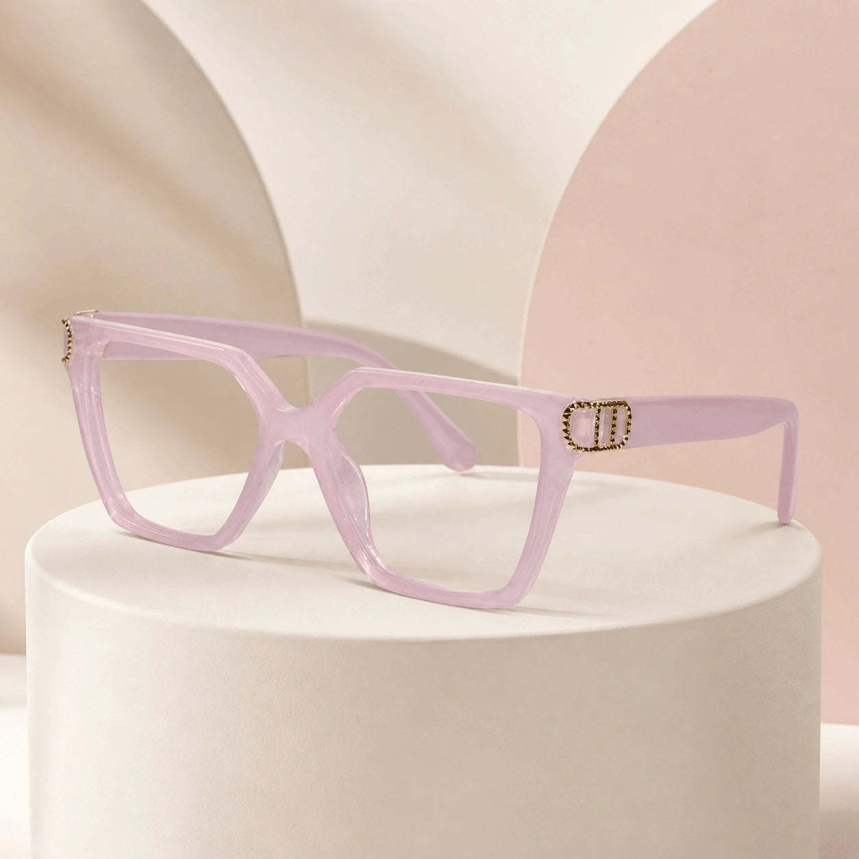 Pink Designer Square Eyeglasses For Women LKE23044-PNK