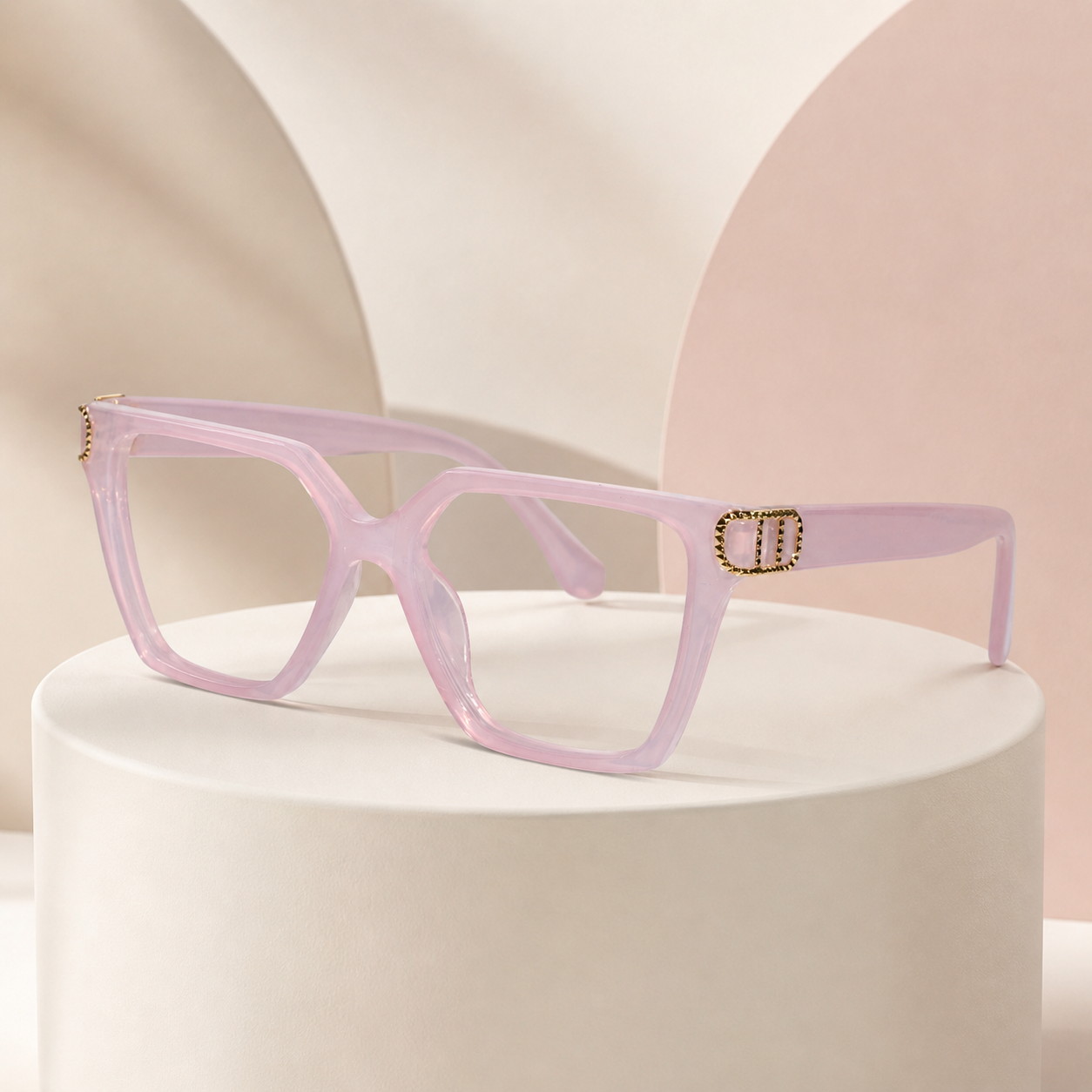 Pink Designer Square Eyeglasses For Women LKE23044-PNK