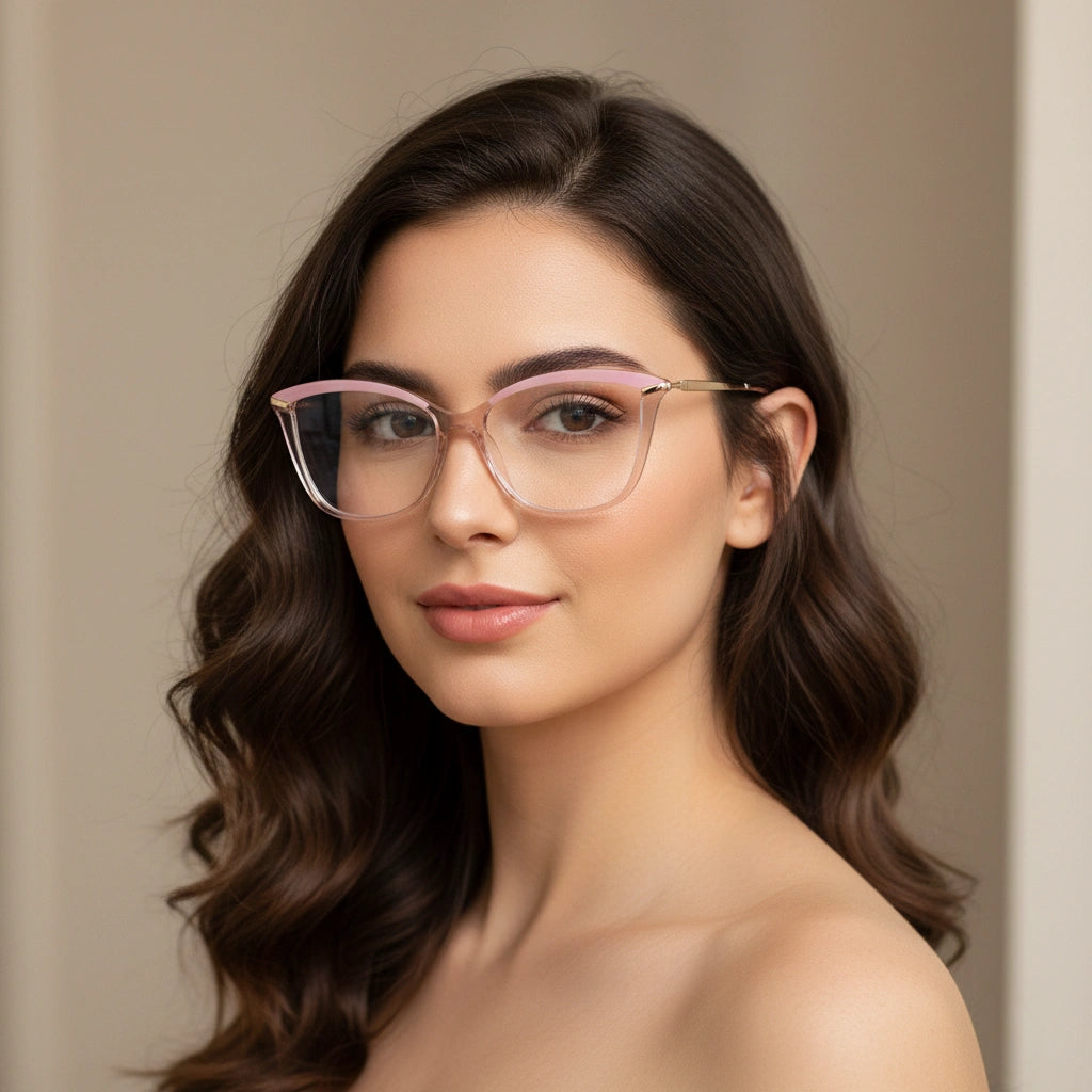 Pink Gold Cat Eye Eyeglasses For Women LKE2036-PNK