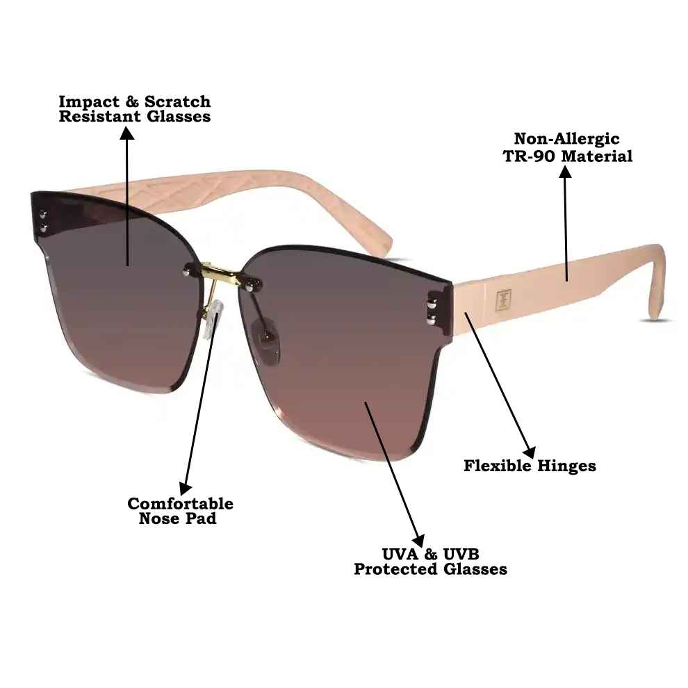 Pink Rimless Sunglasses For Women ELS2336-PNK