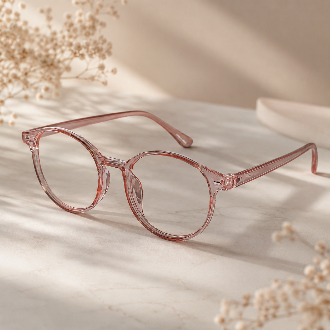 Pink Round Frame Eyeglasses For Men & Women LKE1012-PNK