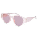 Buy Lenskndy branded round baby pink sunglasses women 100% sun rays protection full rim medium size