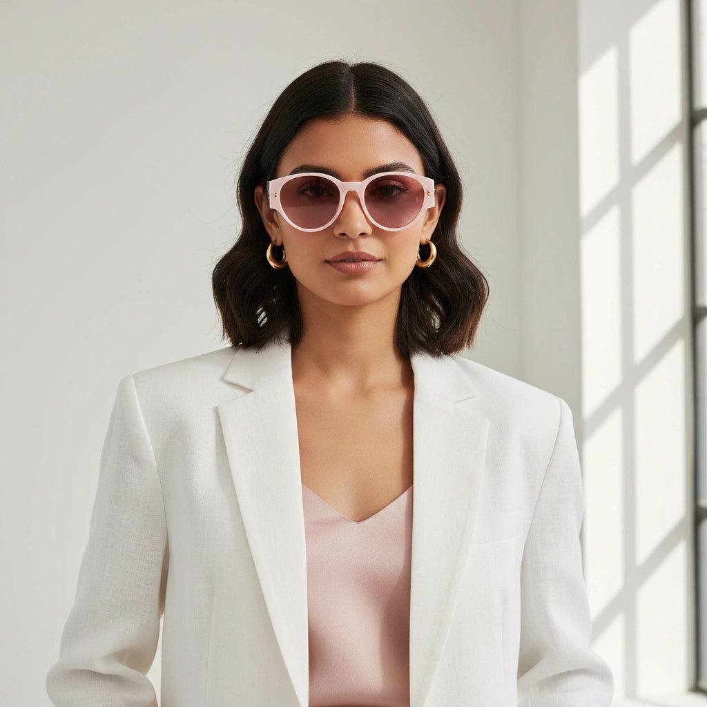 Pink Round  Sunglasses For Women LKS6503-PINK