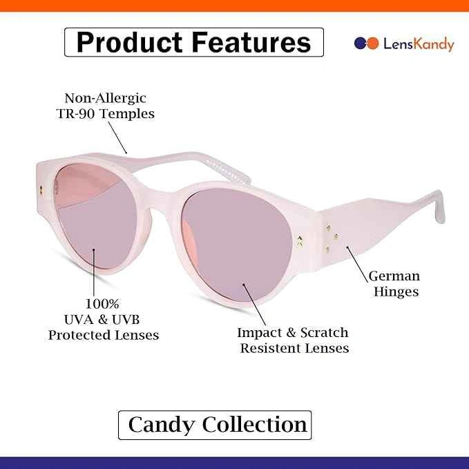 Pink Round  Sunglasses For Women LKS6503-PINK