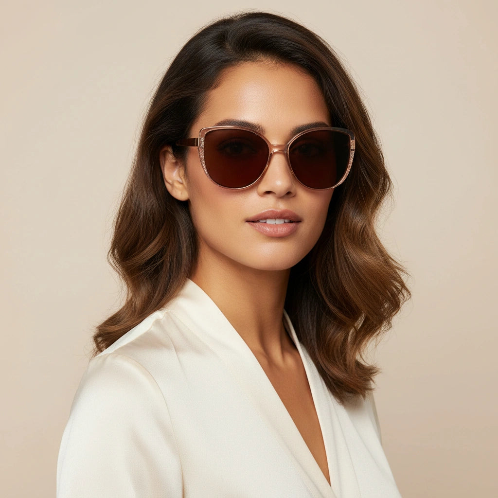 Polarised Cateye Sunglasses For Women LKS9075-BRN
