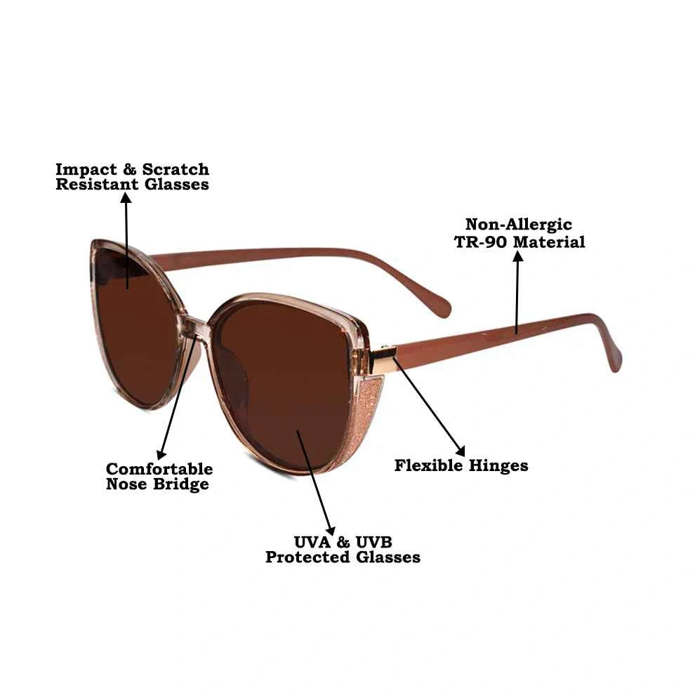 Polarised Cateye Sunglasses For Women LKS9075-BRN