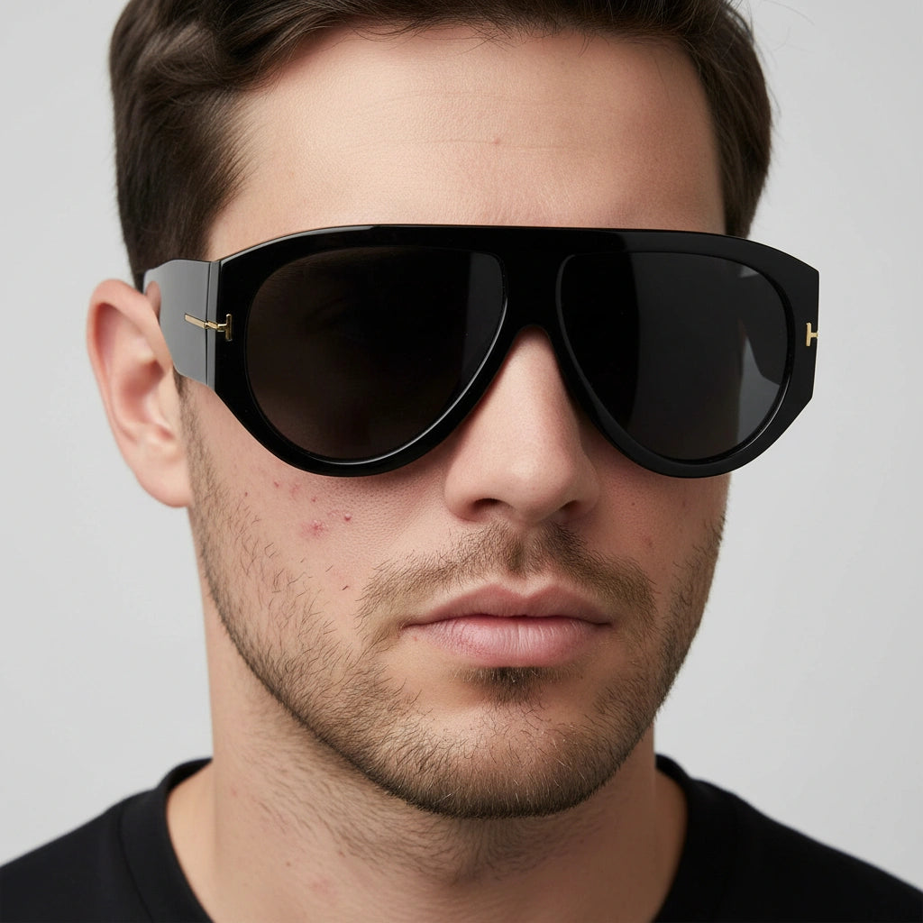 Polarized Aviator Black Sunglasses For Men LKS9577-BLK