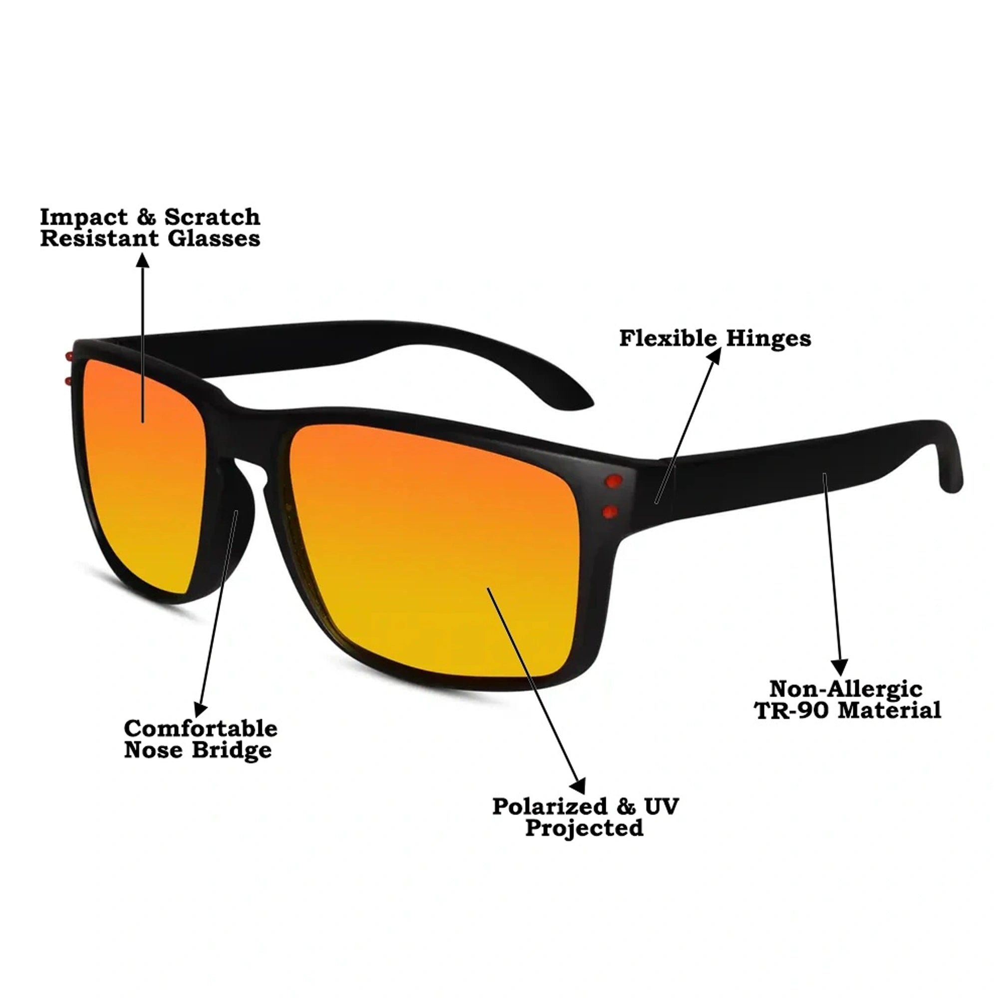 Polarized Sports Sunglasses For Men & Women LKS3056-ORN