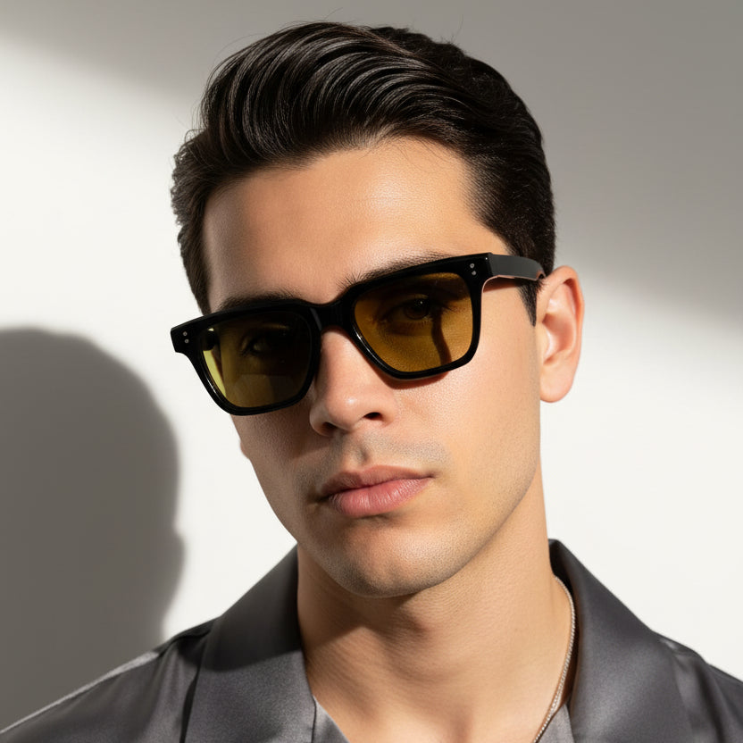 Premium Black Rectangle Sunglasses for Men ELSZ8204-BLK