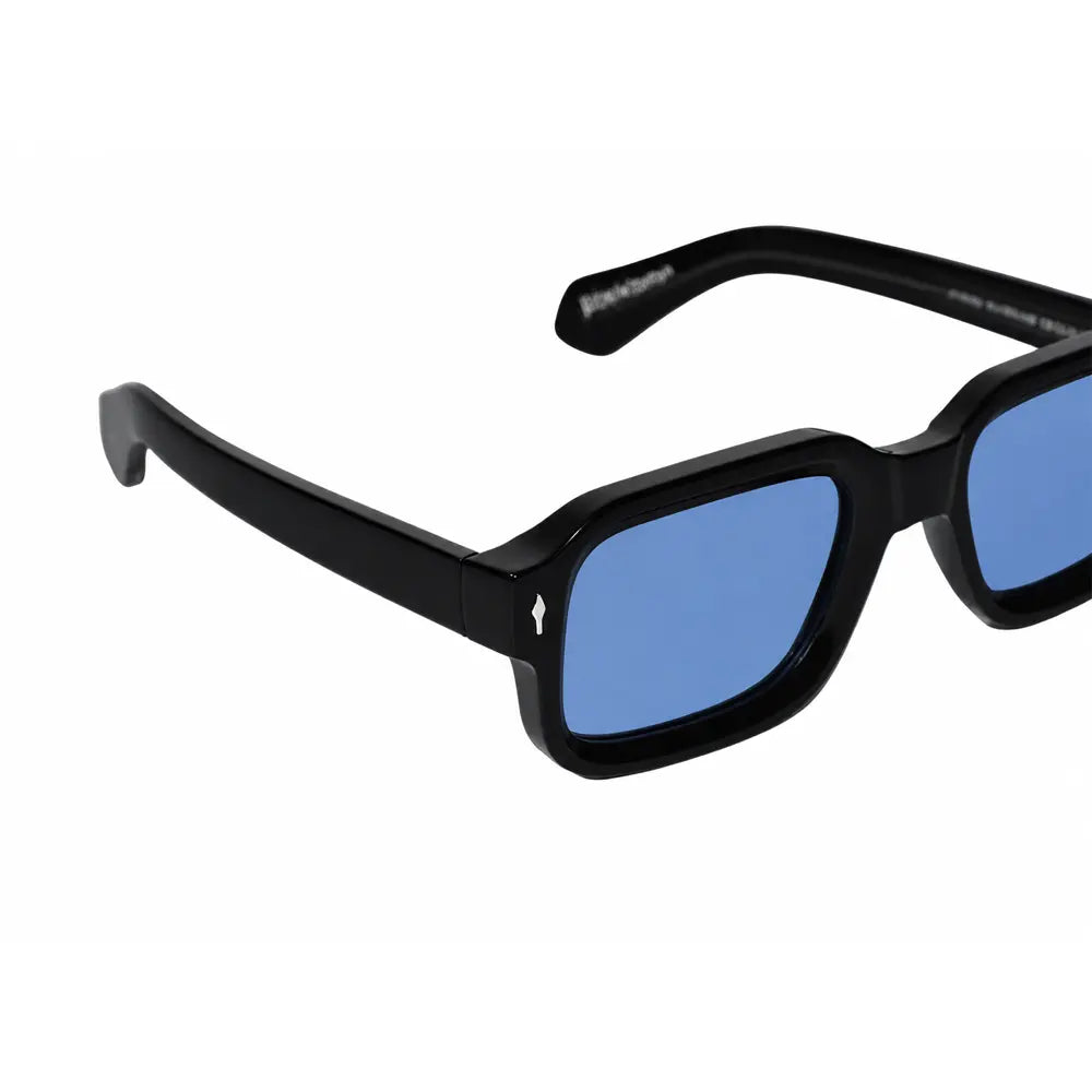 Premium Black Rectangular Blue Lens Sunglasses for Men ELSZ8302-BLK