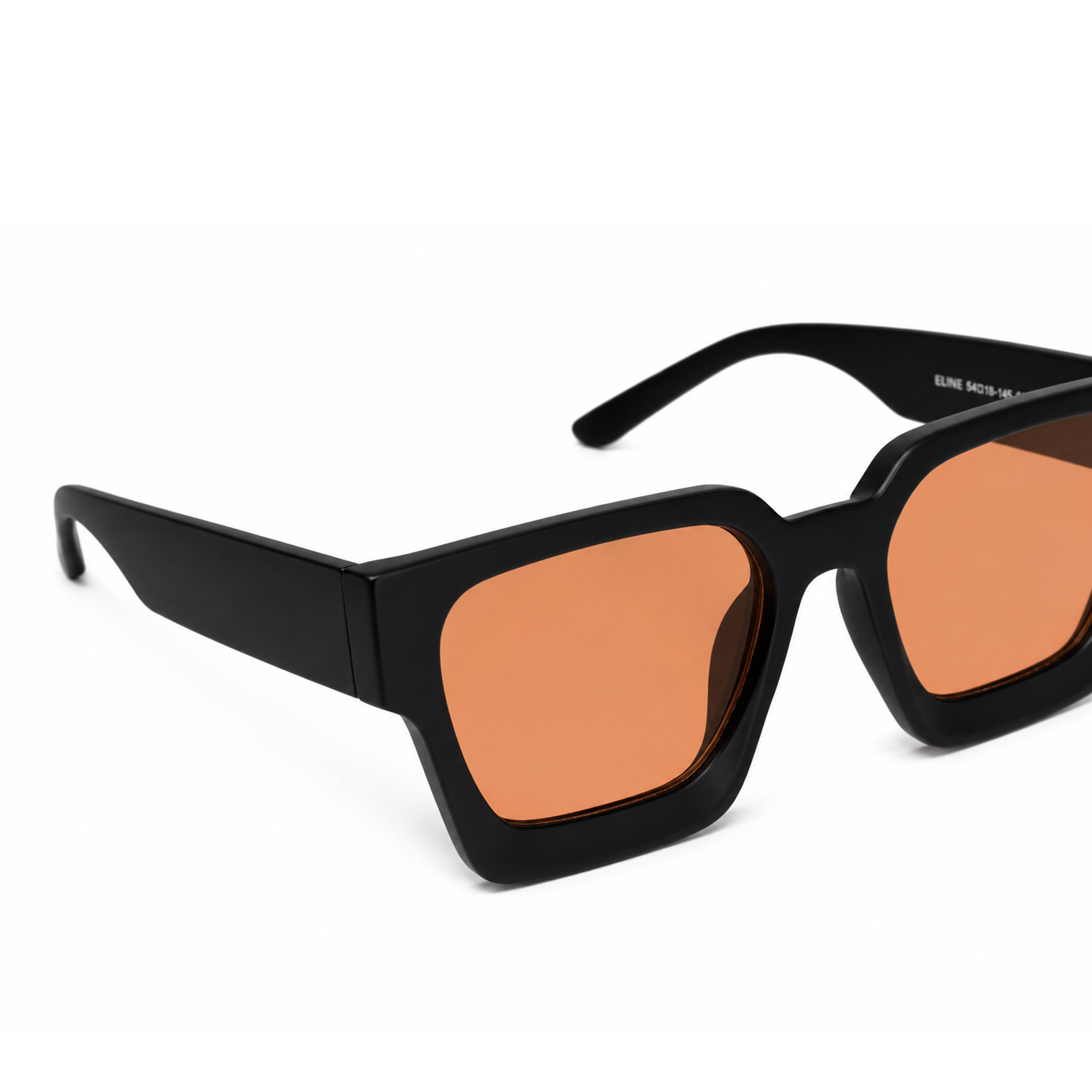 Premium Black Square Orange Lens Sunglasses for Men ELSZ3502-ORNG