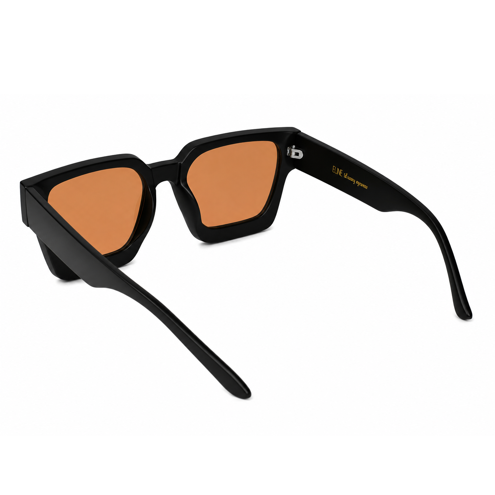 Premium Black Square Orange Lens Sunglasses for Men ELSZ3502-ORNG