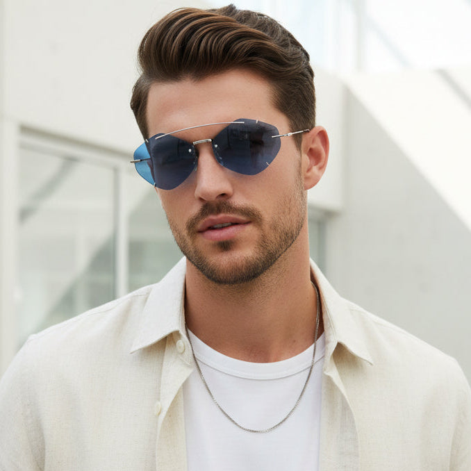 Premium Blue Aviator And UV Protected Sunglasses For Men & Women ELS2026S03-BLU