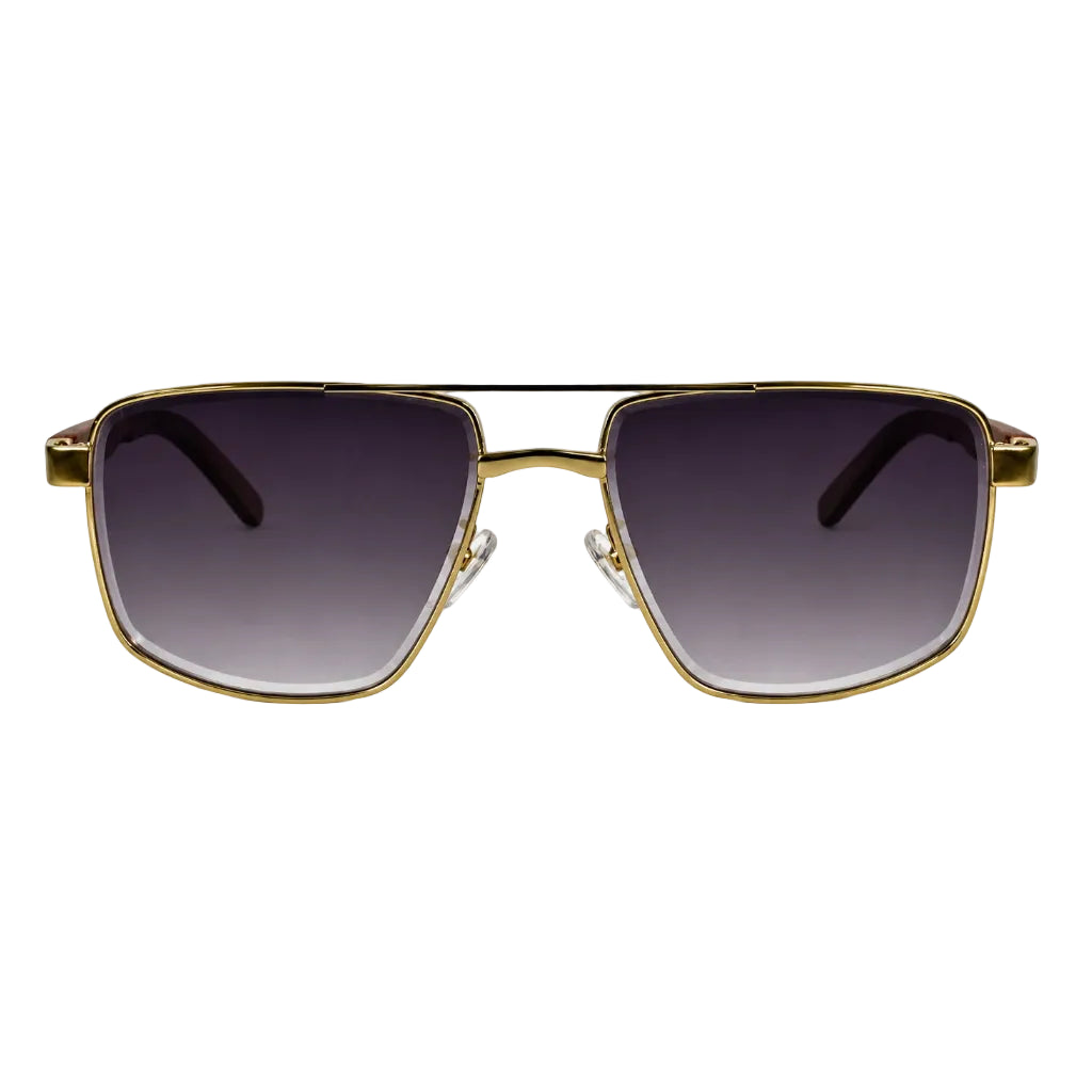Premium Golden Rectangular Sunglasses for Men LKS2648-GLD