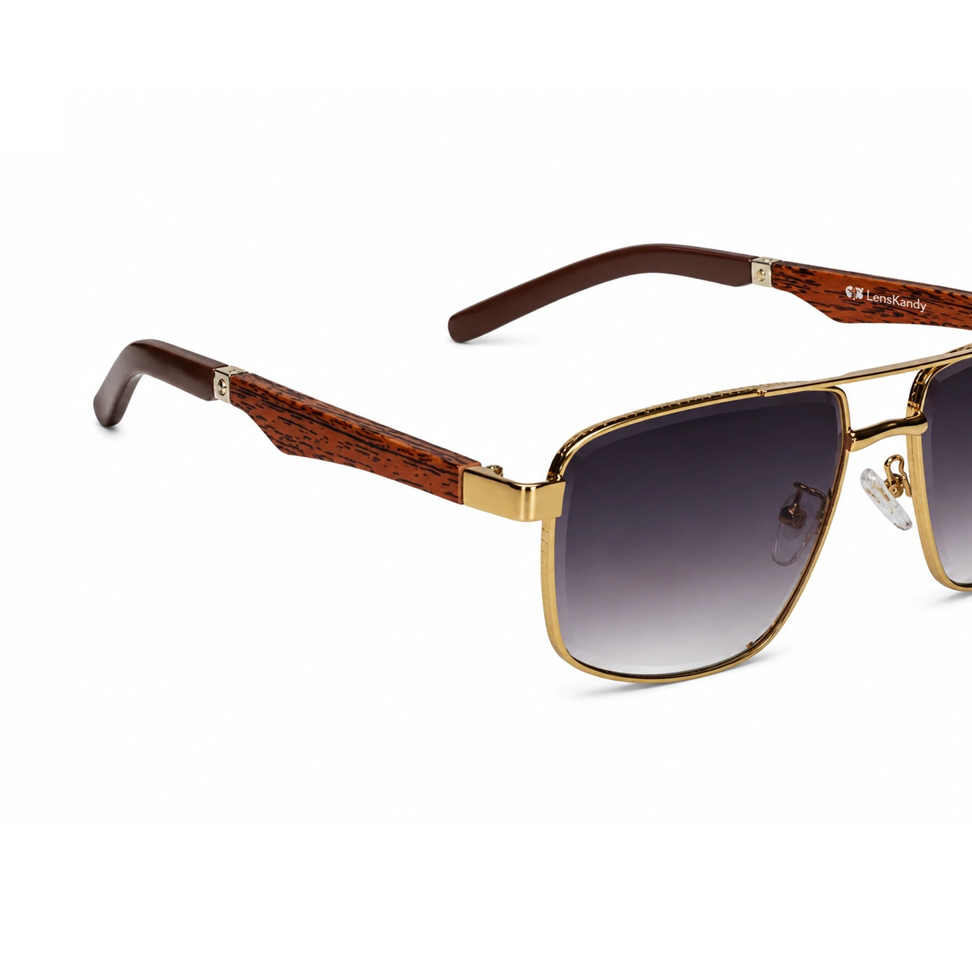 Premium Golden Rectangular Sunglasses for Men LKS2648-GLD
