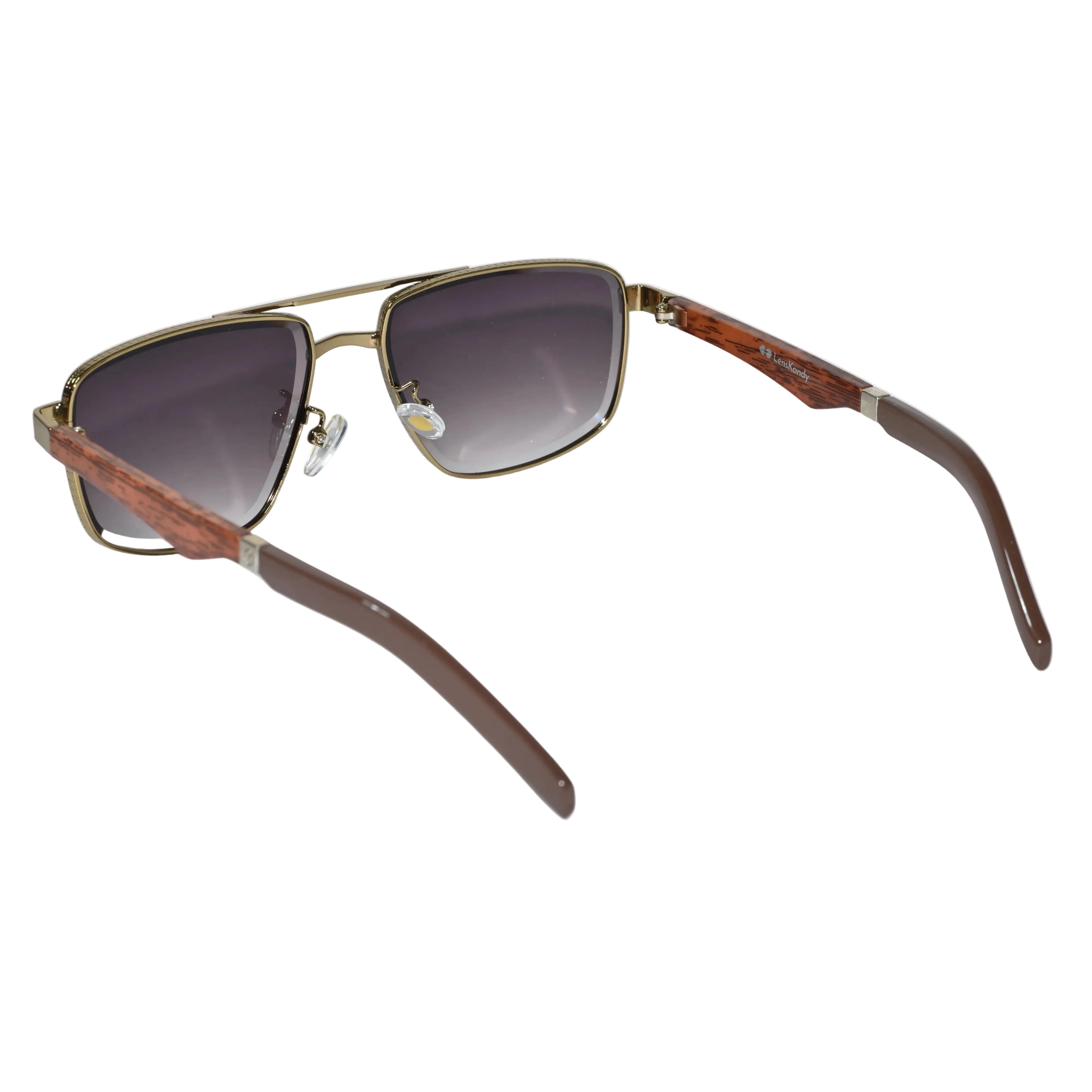 Premium Golden Rectangular Sunglasses for Men LKS2648-GLD