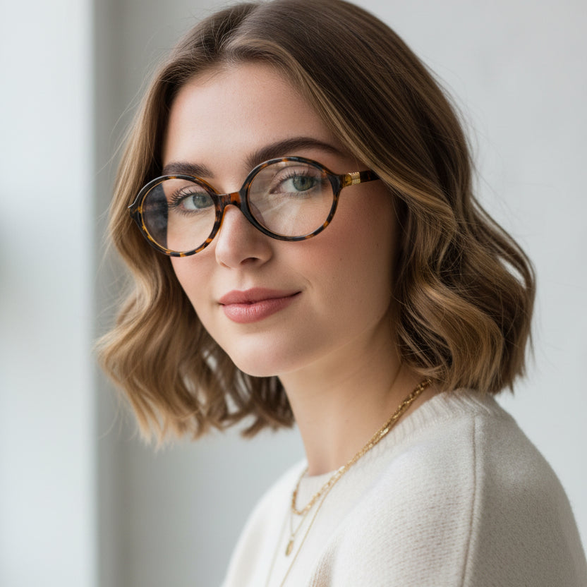 Premium Round Sunglasses for Women ELS2026S018-DA BRN