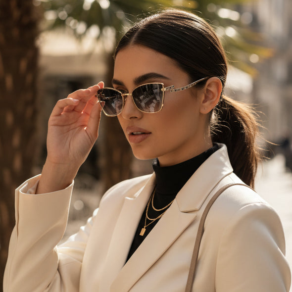 Premium Stylish Gold Cat Eye Sunglasses for Women ELS2026S025-Golden