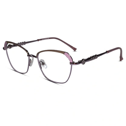 Gold Designer Rimless Cat eye Eyeglasses For Women