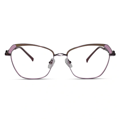Gold Designer Rimless Cat eye Eyeglasses For Women