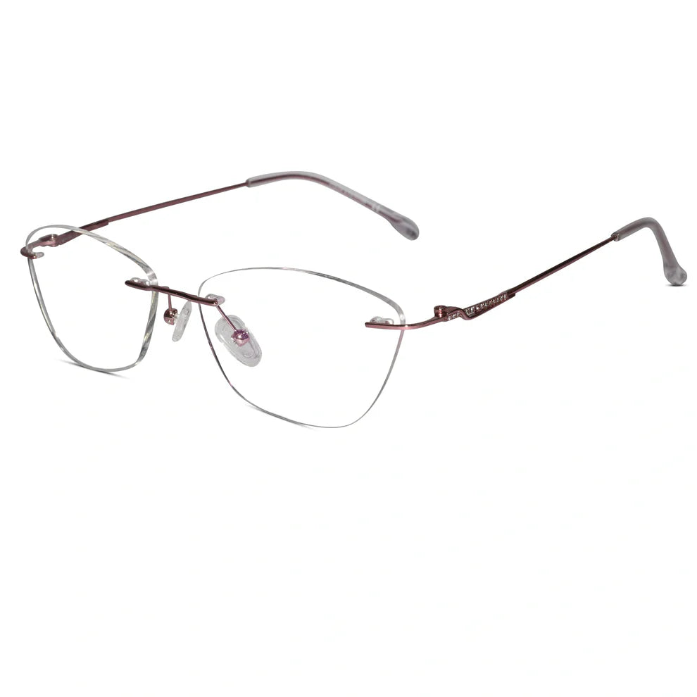Rose Gold Sleek Designer Rimless Cat eye Eyeglasses