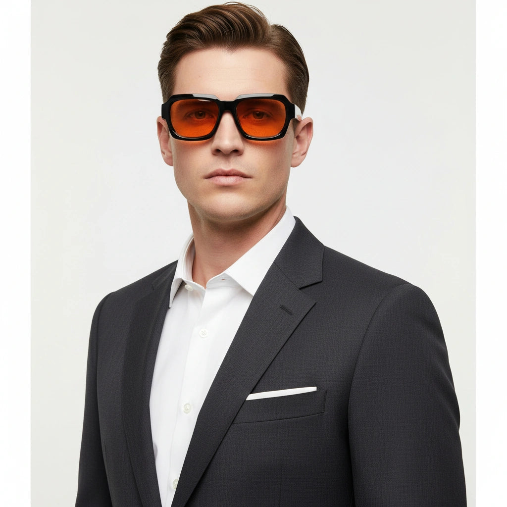 RETRO Orange Tint Square Sunglasses For Men & Women LKS2903-ORNG