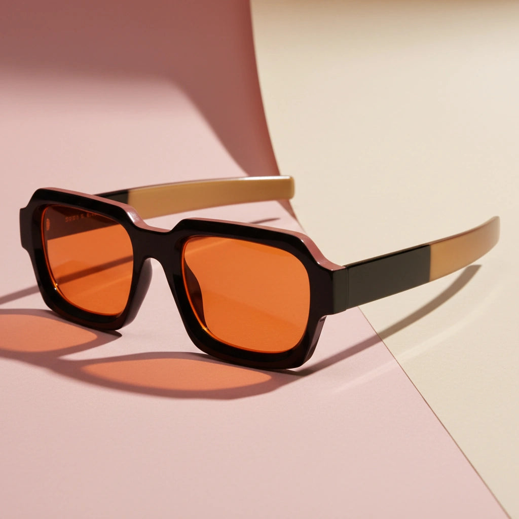RETRO Orange Tint Square Sunglasses For Men & Women LKS2903-ORNG