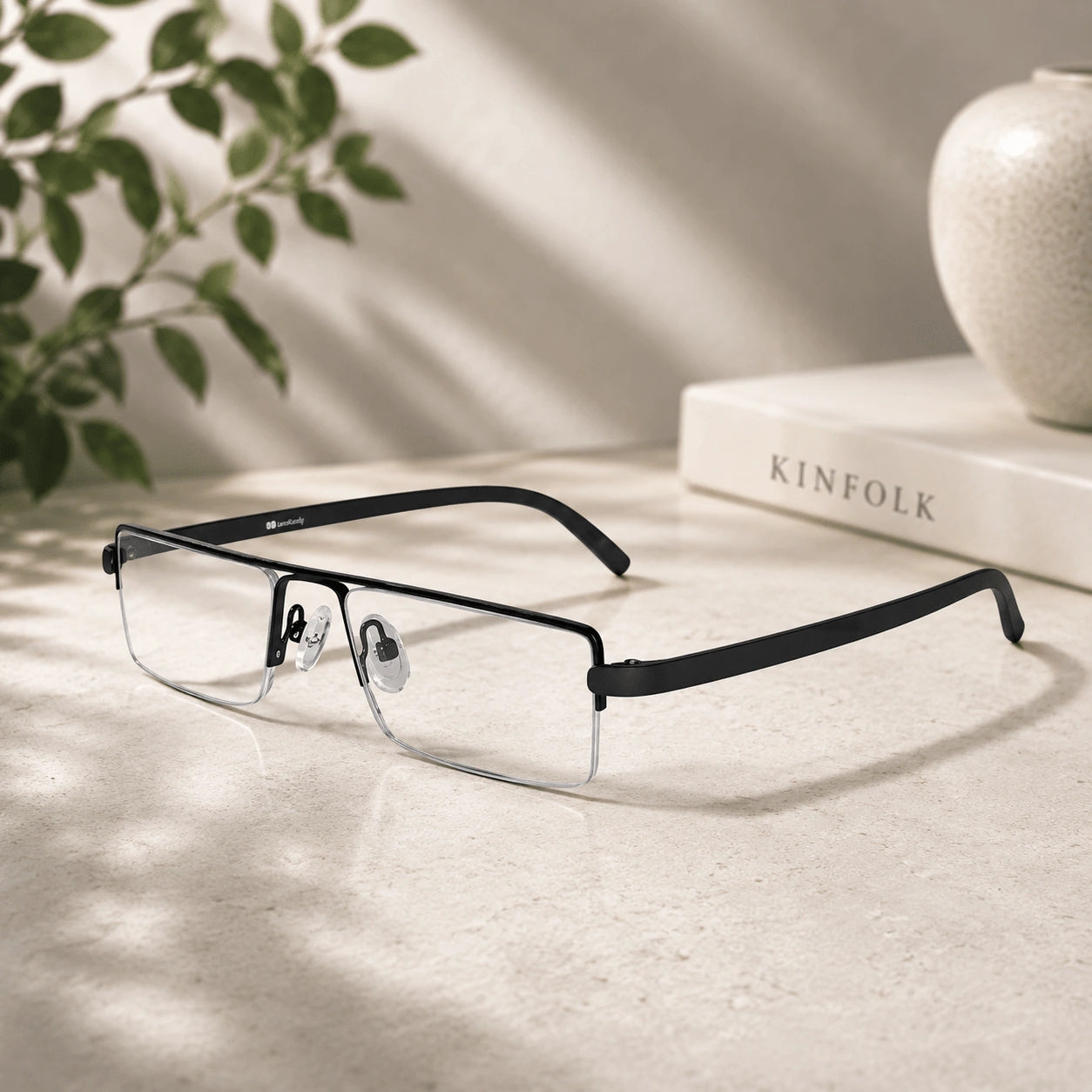 Readers Matte Black Half Rim Rectangle LKHE0010-BLK