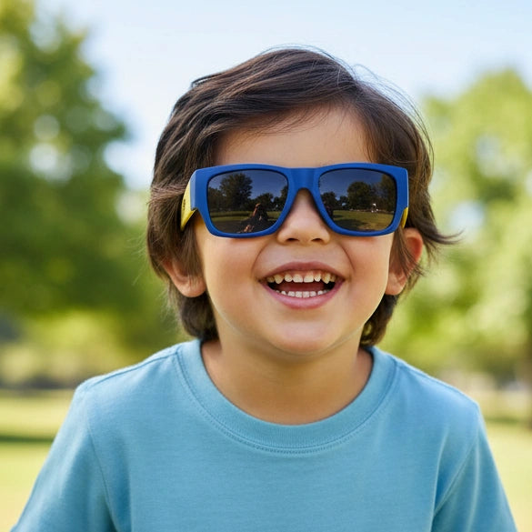 Rectangle Blue Kids Sunglasses LKSK8869-BLU-YLW