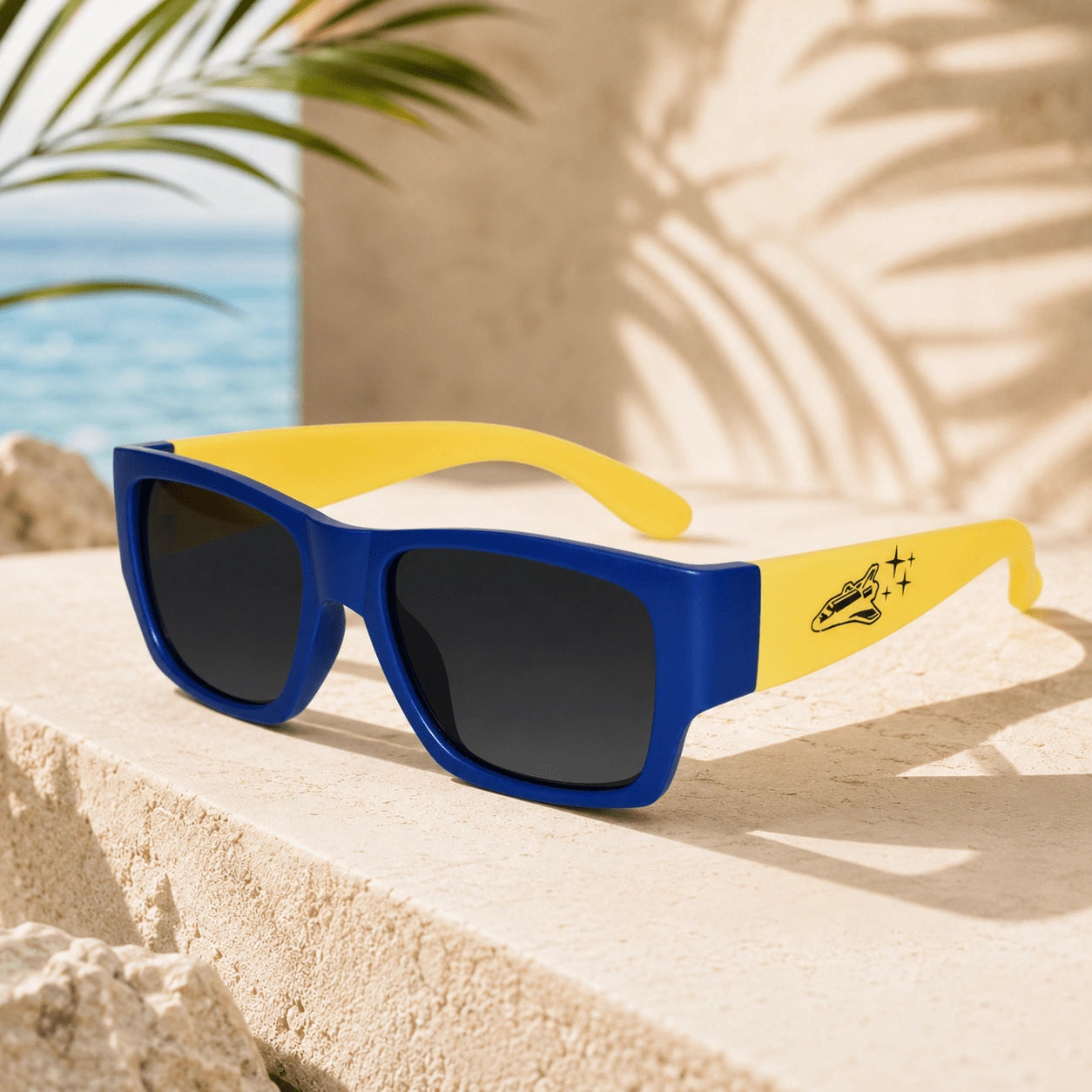 Rectangle Blue Kids Sunglasses LKSK8869-BLU-YLW