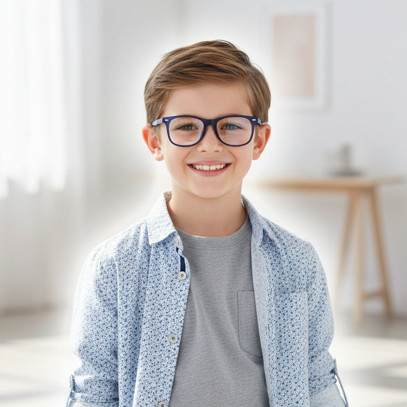 Rectangular Blue Eyeglasses For Kids LKEK2310-BLU