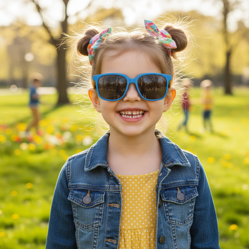 Rectangular Yellow Sunglasses For Kids LKSK1034-BLU