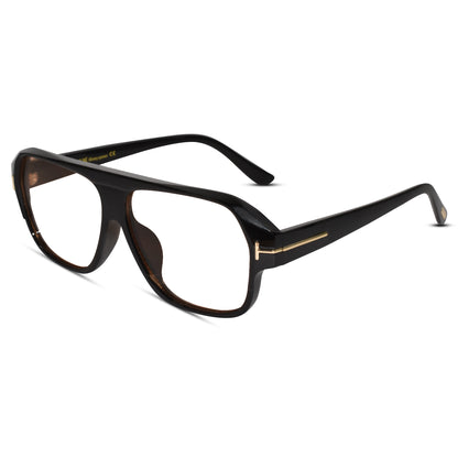 Designer Black Retro Rectangular Eyeglasses